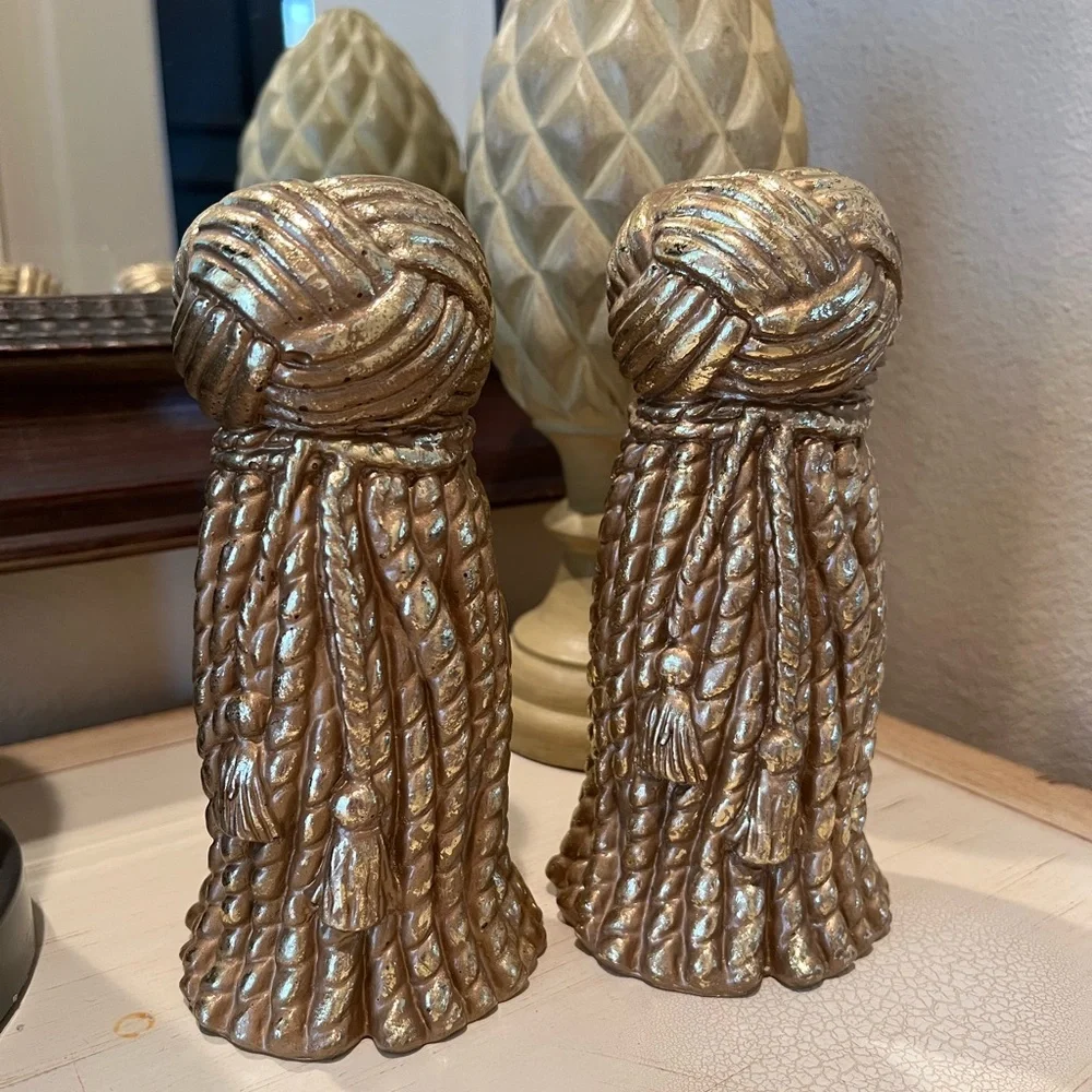 Vintage 1970s Hollywood Regency Dorothy Draper Style Tassel Candle Holders-Pair